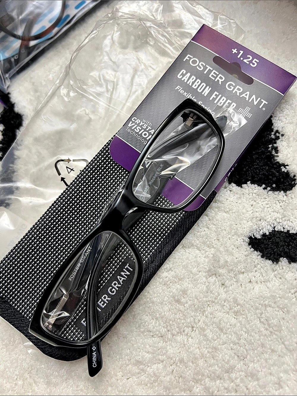 Foster Grant Rocket Carbon Fiber Reading Glasses +1.25 Rocket Black Reading